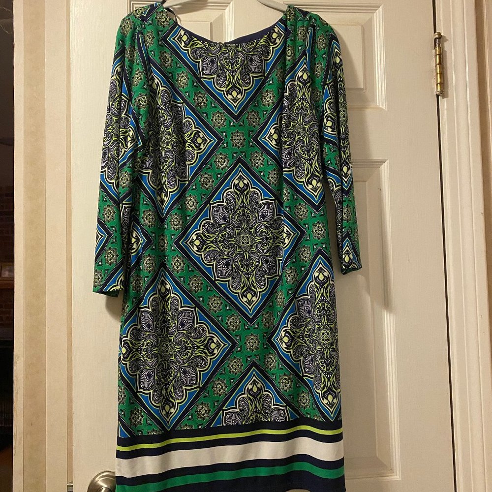 Vince Camuto green patterned dress
